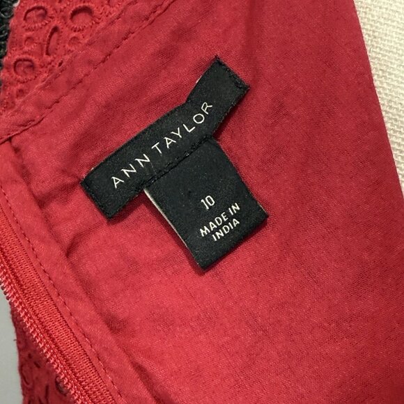 Ann Taylor Midi Dress Womens 10 Cotton Eyelet Lace Crochet Cottagecore Boho Sun - Picture 8 of 9